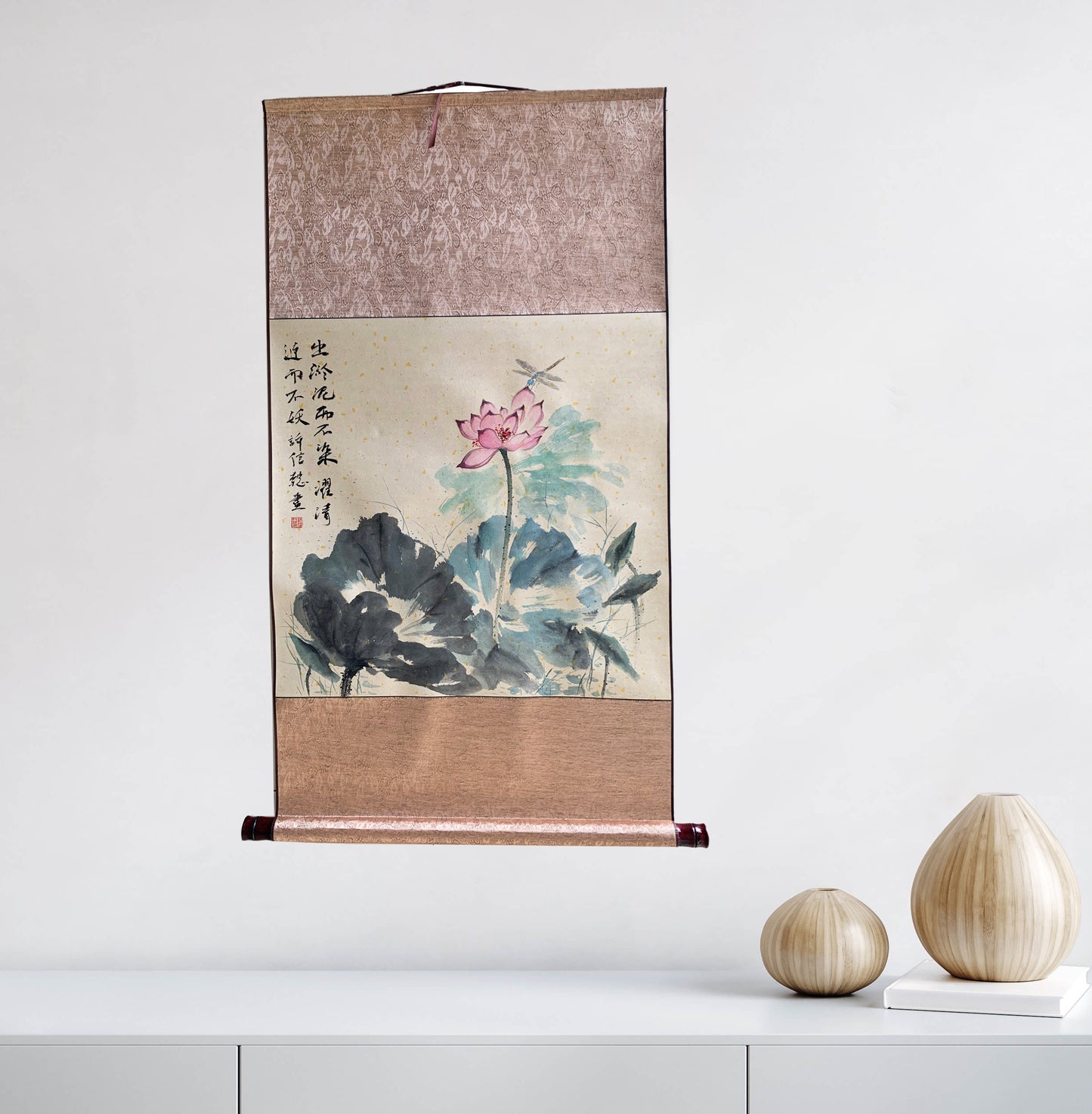 Original Chinese Ink Painting Lotus Hanging Scoll