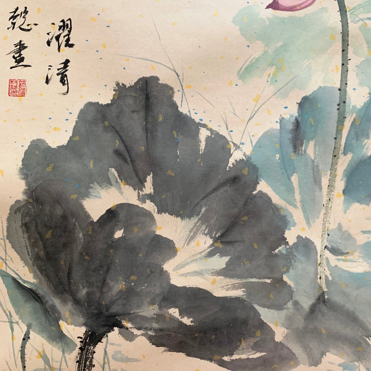 Original Chinese Ink Painting Lotus Hanging Scoll